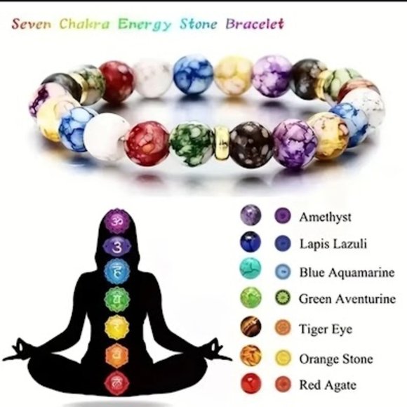 1pc 7 Color Chakra Energy 8mm Natural Stone Bracelet - Picture 4 of 5